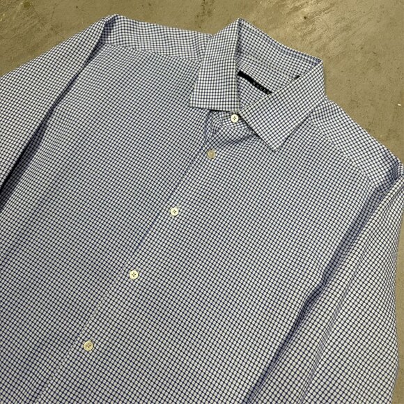 XACUS Dress Shirt Textured Made in Italy Cotton Long Sleeve Blue 16.5 Large - Picture 2 of 9